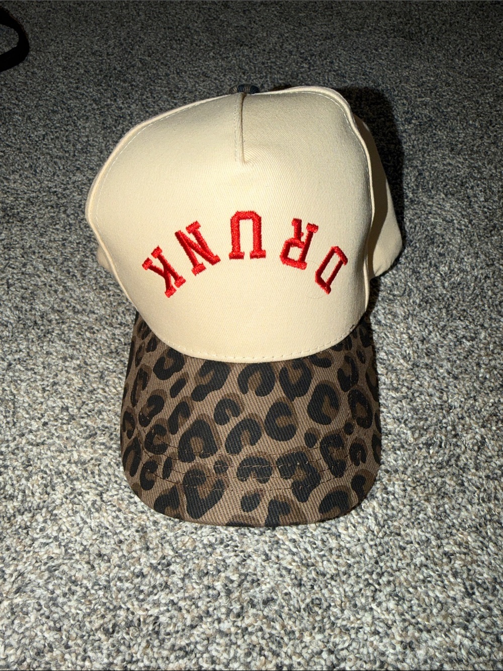 DRUNK Leopard Print Brim Trucker Hat - Cream and Brown